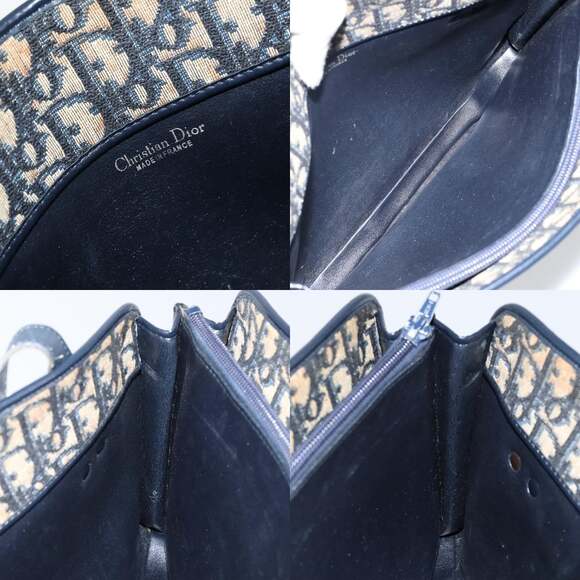 DIOR Trotter Canvas Hand Bag Navy Gold - Picture 11 of 12